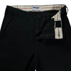 Calça Masculina Wrangler Com Elástico Sportwear Waist Sarja Preta Ref:WM1870