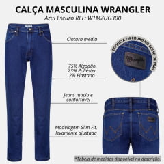 Calça Masculina Wrangler Jeans 11MWZ Icons Slim Fit Azul Escuro REF: W1MZUG300UN