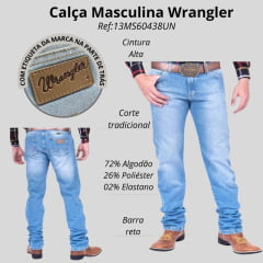 Calça Masculina Wrangler Jeans 13M Big E Tall Elastic Waistband Azul Claro Ref:13MS60438UN