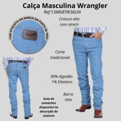 Calça Masculina Wrangler Jeans 13m Elastic Waistaband Azul Clara Ref:13M68TW36UN