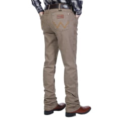 Calça Masculina Wrangler Jeans 13M Elastic Waistband Caqui Escuro Com Bordado Caramelo REF: 13M68TN36