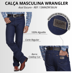 Calça Masculina Wrangler Jeans 13M Western Cowboy Cut - Azul Escuro REF: 13MWZRF36UN