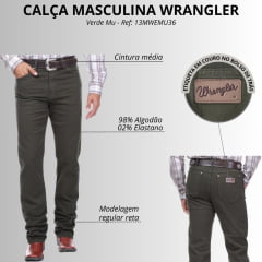 Calça Masculina Wrangler Jeans 13M Western Cowboy Cut Verde Ref:13MWEMU36