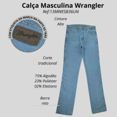 Calça Masculina Wrangler Jeans Azul Claro 13M Western Cowboy Cut Ref:13MWESB36UN