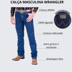 Calça Masculina Wrangler Jeans Azul Escuro 13M Big E Tall Western Azul Escuro 100% Algodão Ref.13MWZPW38UN