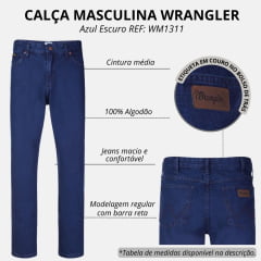 Calça Masculina Wrangler Jeans Azul Escuro Texas Regular Cody REF: WM1311UN