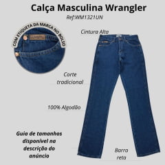 Calça Masculina Wrangler Jeans Azul Escuro Texas Regular Cody Ref:WM1321UN