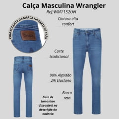 Calça Masculina Wrangler Jeans Azul Médio Com Lycra Action Confort Ref:WM1152UN