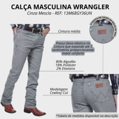 Calça Masculina Wrangler Jeans Cinza Mescla 13M Elastic Waistband Ref:13M68GY36UN