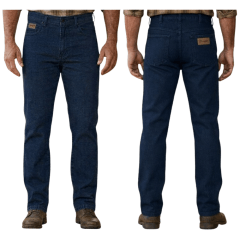 Calça Masculina Wrangler Texas Elastic Waistband Reta Lavagem Escura Ref:WM1951