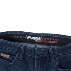 Calça Masculina Wrangler Texas Elastic Waistband Reta Lavagem Escura Ref:WM1951