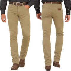 Calça Masculina Wrangler Texas Elastic Waistband Slim Sarja Bege Ref:WM1750 Calça Masculina Wrangler Texas Elastic Waistband Slim Sarja Bege Ref:WM1750