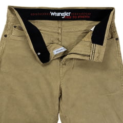 Calça Masculina Wrangler Texas Elastic Waistband Slim Sarja Bege Ref:WM1750