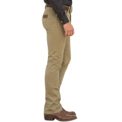 Calça Masculina Wrangler Texas Elastic Waistband Slim Sarja Bege Ref:WM1750