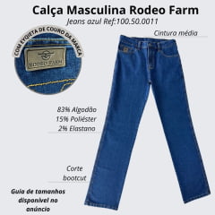 Calça Masculino Rodeo Farm Jeans Azul Destroyed Tradicional Ref 100500011