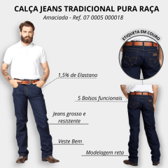 Calça Jeans Country Masculina Pura Raça Amaciado
