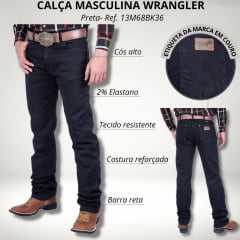 Calça Jeans Masculina Wrangler Preta Elastic Ref:13M68BK36UN