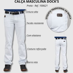 Calça Masculina Docks Jeans Branco Sarja Ref. 100621-0002