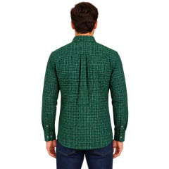 Camisa Masculina Radade Verde Manga Longa Xadrez Logo Verde Claro