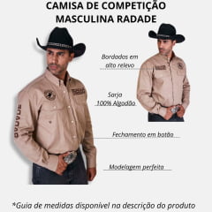 Camisa Country Masculina Radade Bordada New Western Marrom Claro