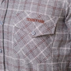 Camisa Masculina Texas Farm Flanelada Western Xadrez Preto E Marrom Manga Longa - Ref:CAL654