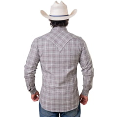 Camisa Masculina Texas Farm Flanelada Western Xadrez Preto E Marrom Manga Longa - Ref:CAL654