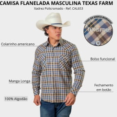 Camisa Masculina Texas Farm Flanelada Western Xadrez Policromado - Ref:CAL653