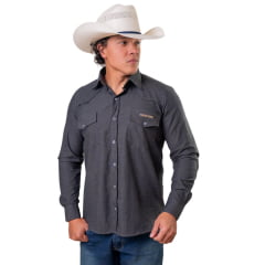 Camisa Masculina Texas Farm Flanelada Western Xadrez Preto - Ref:CAL655