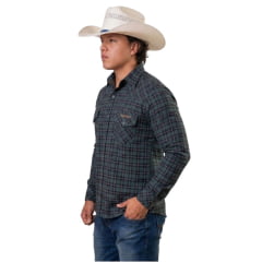 Camisa Masculina Texas Farm Flanelada Western Xadrez Verde Caramelo - Ref:CAL652