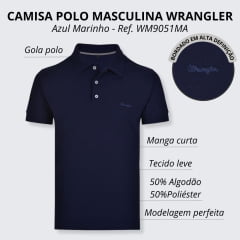 Camisa Gola Polo Masculina Wrangler Azul Marinho - Ref. WM9051MA