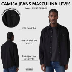 Camisa Masculina Levi's Barstow Western Standard Fit Manga Longa Preta REF:857440002