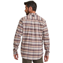 Camisa Masculina TXC Regular Flanelada Xadrez Manga Longa Marrom/Laranja - Ref:29460L