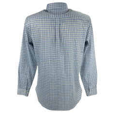 Camisa Masculina Aurochs Manga Longa Com Bolso Xadrez Azul Claro/Cinza E Logo Bordado Vermelho