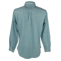 Camisa Masculina Aurochs Manga Longa Com Bolso Xadrez Verde/Azul Claro C/ Logo Bordado Vermelho