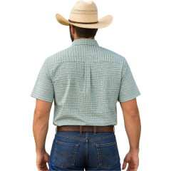 Camisa Masculina Aurochs Manga Curta Xadrez Amarelo/Verde Logo Laranja REF:058