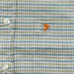 Camisa Masculina Aurochs Manga Curta Xadrez Amarelo/Verde Logo Laranja REF:058