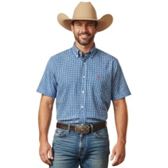 Camisa Masculina Aurochs Manga Curta Xadrez Azul Marinho E Branco Bolso Com Bordado Vermelho Ref: 12496 Camisa Masculina Aurochs Manga Curta Xadrez Azul Marinho E Branco Bolso Com Bordado Vermelho Ref: 12496