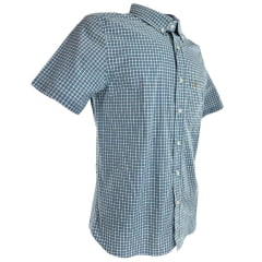 Camisa Masculina Aurochs Manga Curta Xadrez Branco E Azul Bolso Com Bordado Dourado Ref: 12495