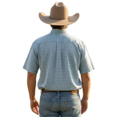 Camisa Masculina Aurochs Manga Curta Xadrez Verde Musgo Bolso Com Bordado Dourado Ref: 123448