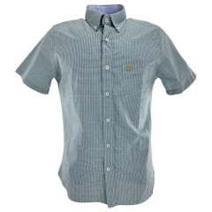 Camisa Masculina Aurochs Manga Curta Xadrez Verde Musgo Bolso Com Bordado Dourado Ref: 123448