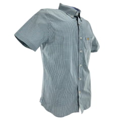 Camisa Masculina Aurochs Manga Curta Xadrez Verde Musgo Bolso Com Bordado Dourado Ref: 123448