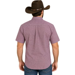 Camisa Masculina Aurochs Manga Curta Xadrez Vermelho Claro/Azul E Cinza Logo Cinza Claro REF:072