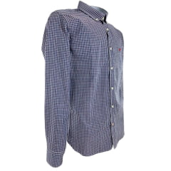 Camisa Masculina Aurochs Manga Longa Xadrez Azul Marinho/Branco Bolso Bordado Vermelho Ref: 12499
