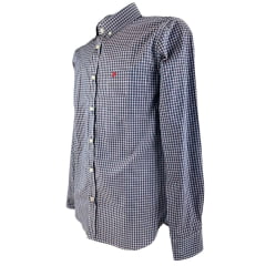Camisa Masculina Aurochs Manga Longa Xadrez Azul Marinho/Branco Bolso Bordado Vermelho Ref: 12499