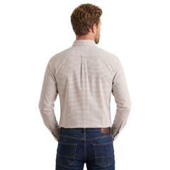 Camisa Masculina Aurochs Manga Longa Xadrez Branco E Preto Com Logo Bordado Azul Marinho No Bolso Ref:070