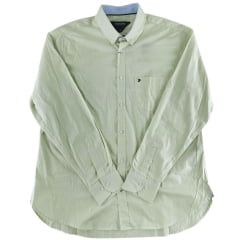 Camisa Masculina Aurochs Manga Longa Xadrez Pequeno Verde Limão Bordado Marinho Ref: 038