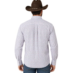 Camisa Masculina Aurochs Manga Longa Xadrez Rosa/Azul E Chumbo Logo Chumbo REF:077