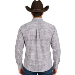 Camisa Masculina Aurochs Manga Longa Xadrez Rosa/Lilás Logo Verde Escuro REF:058