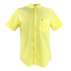 Camisa Masculina Aurochs Sarja Manga Curta Amarelo Com Bolso E Com Bordado Logo Verde REF: 11828