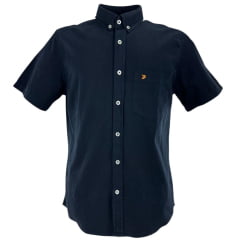 Camisa Masculina Aurochs Sarja Manga Curta Azul Marinho Com Bolso Bordado Laranja Ref: 11828